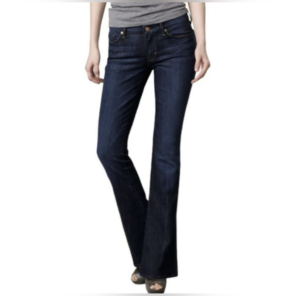 7 For All Mankind Kaylie Dark Wash Bootcut Jeans Rhinestone Low Rise sz 28 Denim